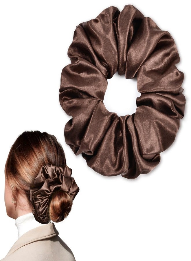 CEELGON Dark Brown Big Satin Scrunchie6.5 Inches Jumbo Scrunchies Silky Hair Ties Oversized Ponytail Holderfor Thick Curly Hair Extra Large Hair Accessories for Women (Espresso) - Image 1